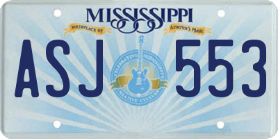 MS license plate ASJ553