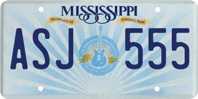 MS license plate ASJ555