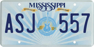 MS license plate ASJ557