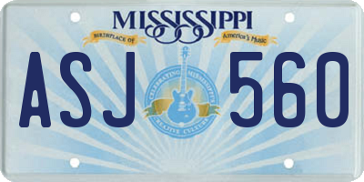 MS license plate ASJ560