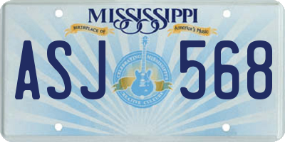 MS license plate ASJ568