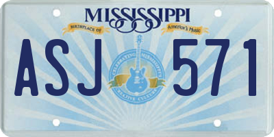 MS license plate ASJ571