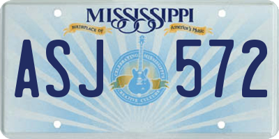 MS license plate ASJ572