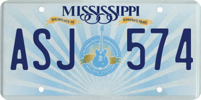 MS license plate ASJ574