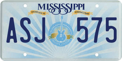 MS license plate ASJ575