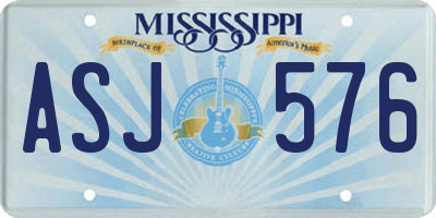 MS license plate ASJ576