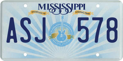 MS license plate ASJ578