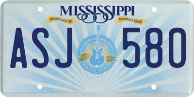 MS license plate ASJ580