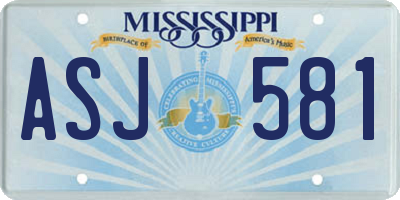 MS license plate ASJ581