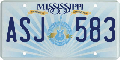 MS license plate ASJ583