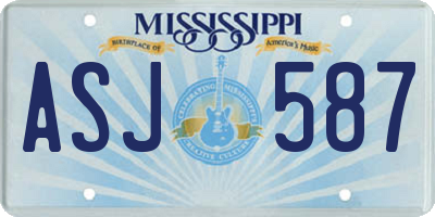 MS license plate ASJ587