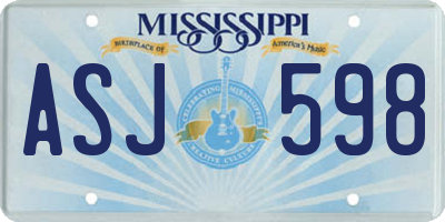 MS license plate ASJ598