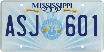 MS license plate ASJ601
