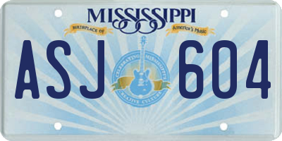 MS license plate ASJ604