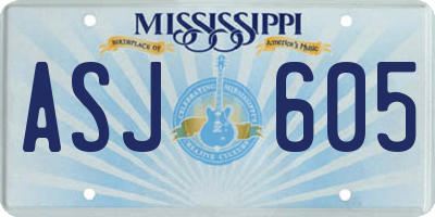 MS license plate ASJ605