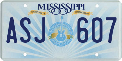 MS license plate ASJ607