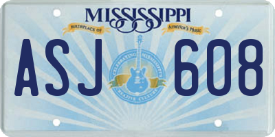 MS license plate ASJ608