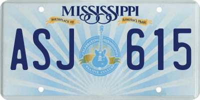 MS license plate ASJ615