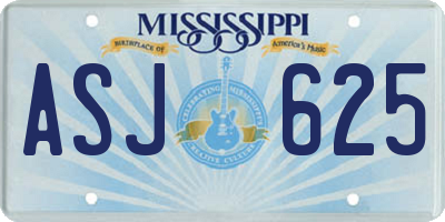 MS license plate ASJ625