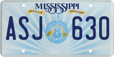 MS license plate ASJ630