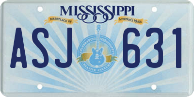 MS license plate ASJ631