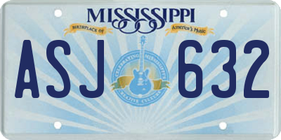 MS license plate ASJ632