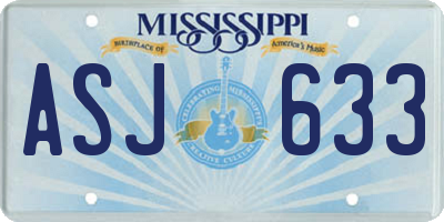 MS license plate ASJ633