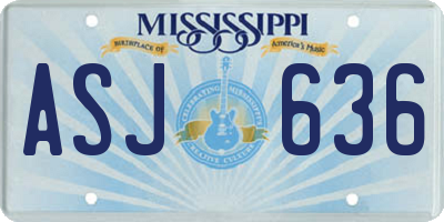 MS license plate ASJ636
