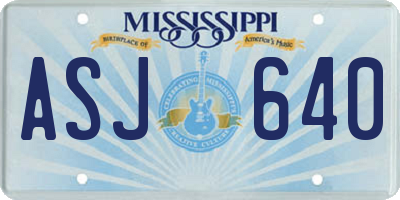 MS license plate ASJ640