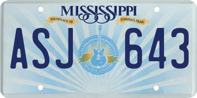 MS license plate ASJ643
