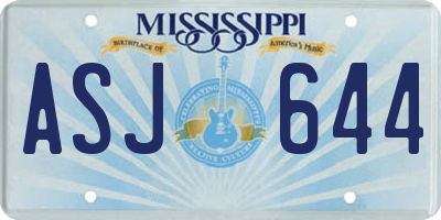 MS license plate ASJ644