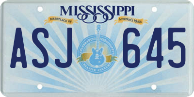 MS license plate ASJ645