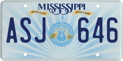 MS license plate ASJ646