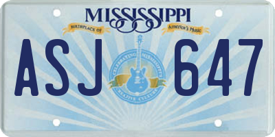 MS license plate ASJ647