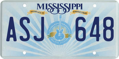 MS license plate ASJ648