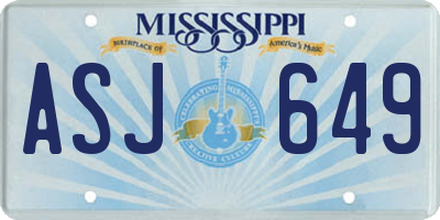 MS license plate ASJ649