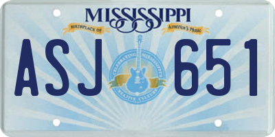 MS license plate ASJ651