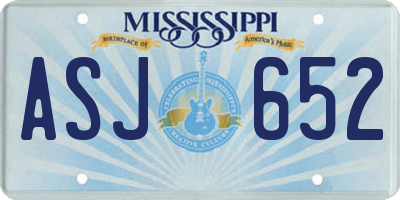 MS license plate ASJ652