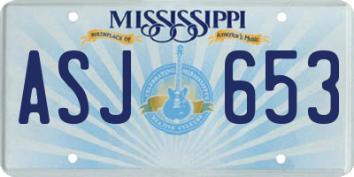 MS license plate ASJ653