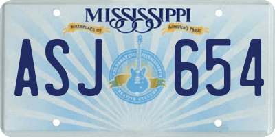 MS license plate ASJ654