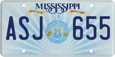 MS license plate ASJ655