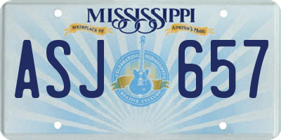 MS license plate ASJ657