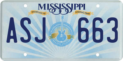 MS license plate ASJ663