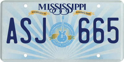 MS license plate ASJ665