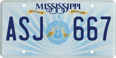 MS license plate ASJ667