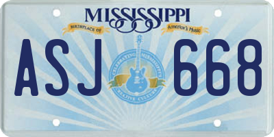MS license plate ASJ668