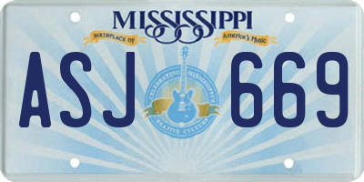 MS license plate ASJ669