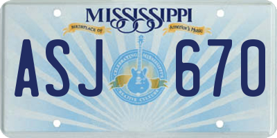 MS license plate ASJ670