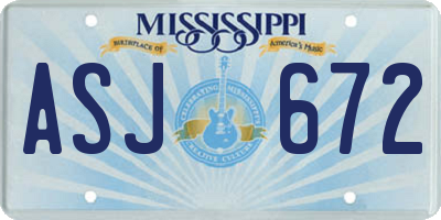 MS license plate ASJ672