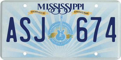 MS license plate ASJ674
